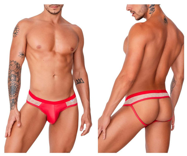 CandyMan 99763 Lace Jockstrap Color Nude-Red