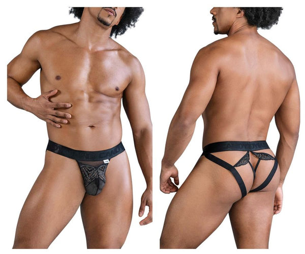 CandyMan 99849 Lace-Mesh Thongs Color Black