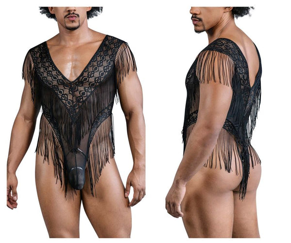 CandyMan 99865 Lace-Mesh Bodysuit Color Black