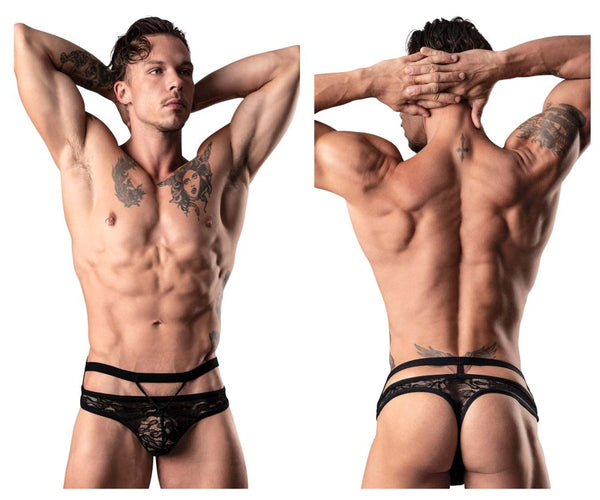 Male Power 446-289 Lucifer Cut Out Strappy Thong Color Black