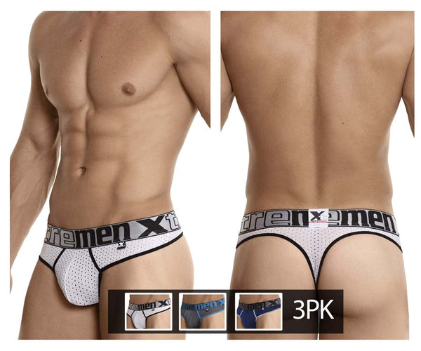 Xtremen 91036X-3 3PK Thongs Color White-Gray-Blue