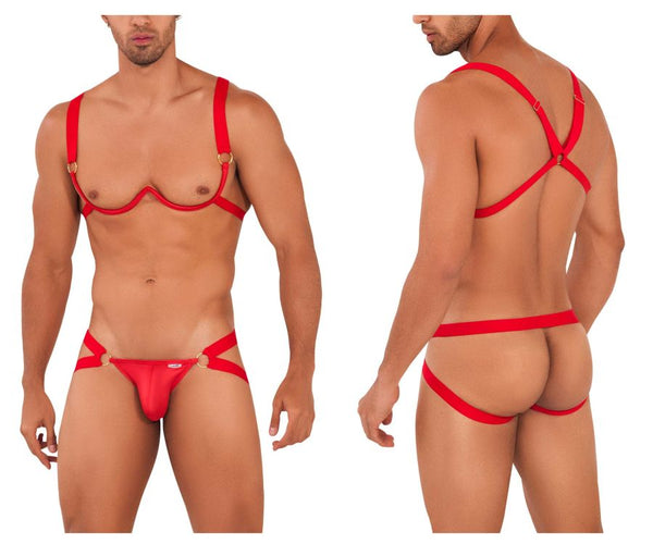 CandyMan 99731 Harness-Bra Two Piece Set Color Red